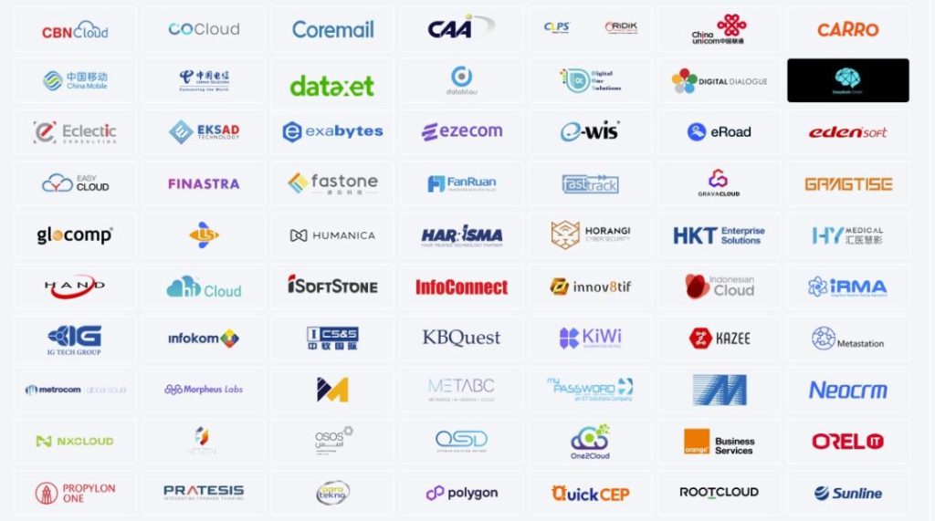 Logo các đối tác hàng đầu của Huawei Cloud khu vực Châu Á Thái Bình Dương (Danh sách không đầy đủ)