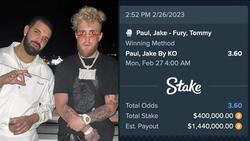 Rapper Drake đã mất 400.000 USD Bitcoin vì thua cược Boxing của YouTuber Jake Paul